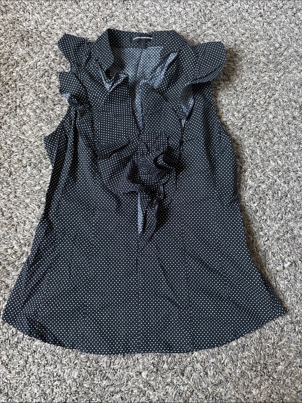 Express Black and White Polka Dot Ruffle Camisole